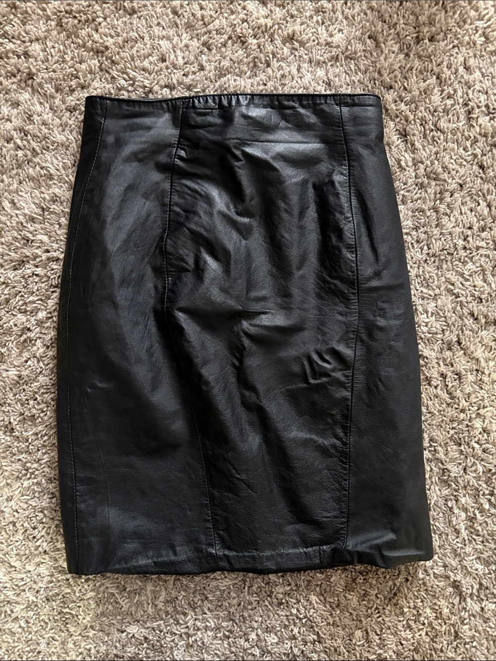 Classic Black 100% Leather Pencil Skirt